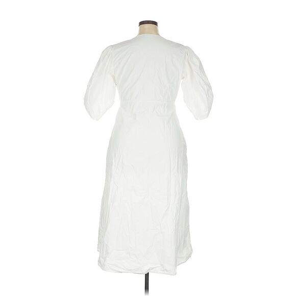 Rhode Women's Greer White Short Puff Sleeve Cutout Midi Dress Size 14 - Picture 3 of 6